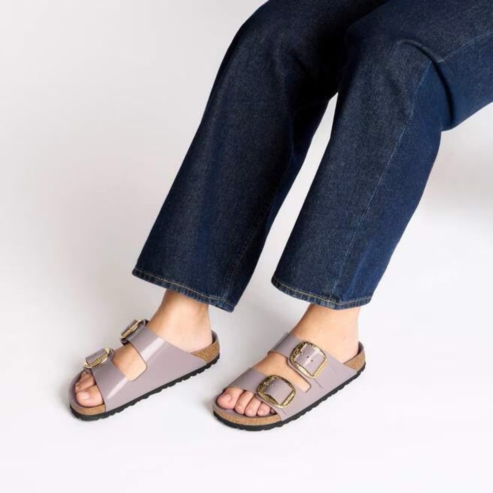 NWT Birkenstock Arizona Big Hammered Buckle High Shine Sandals Faded Purple - Picture 4 of 15